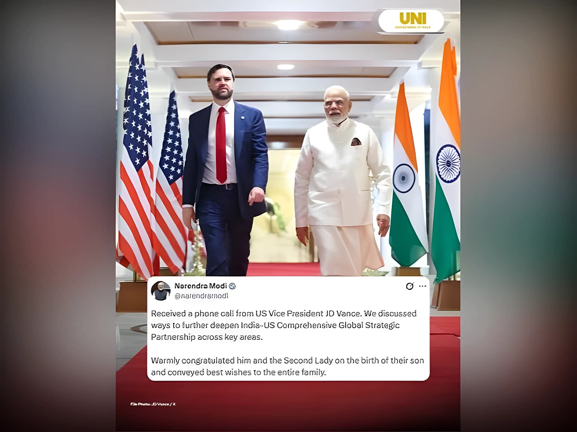 US వైస్ ప్రెసిడెంట్కి మోదీ విషెస్!