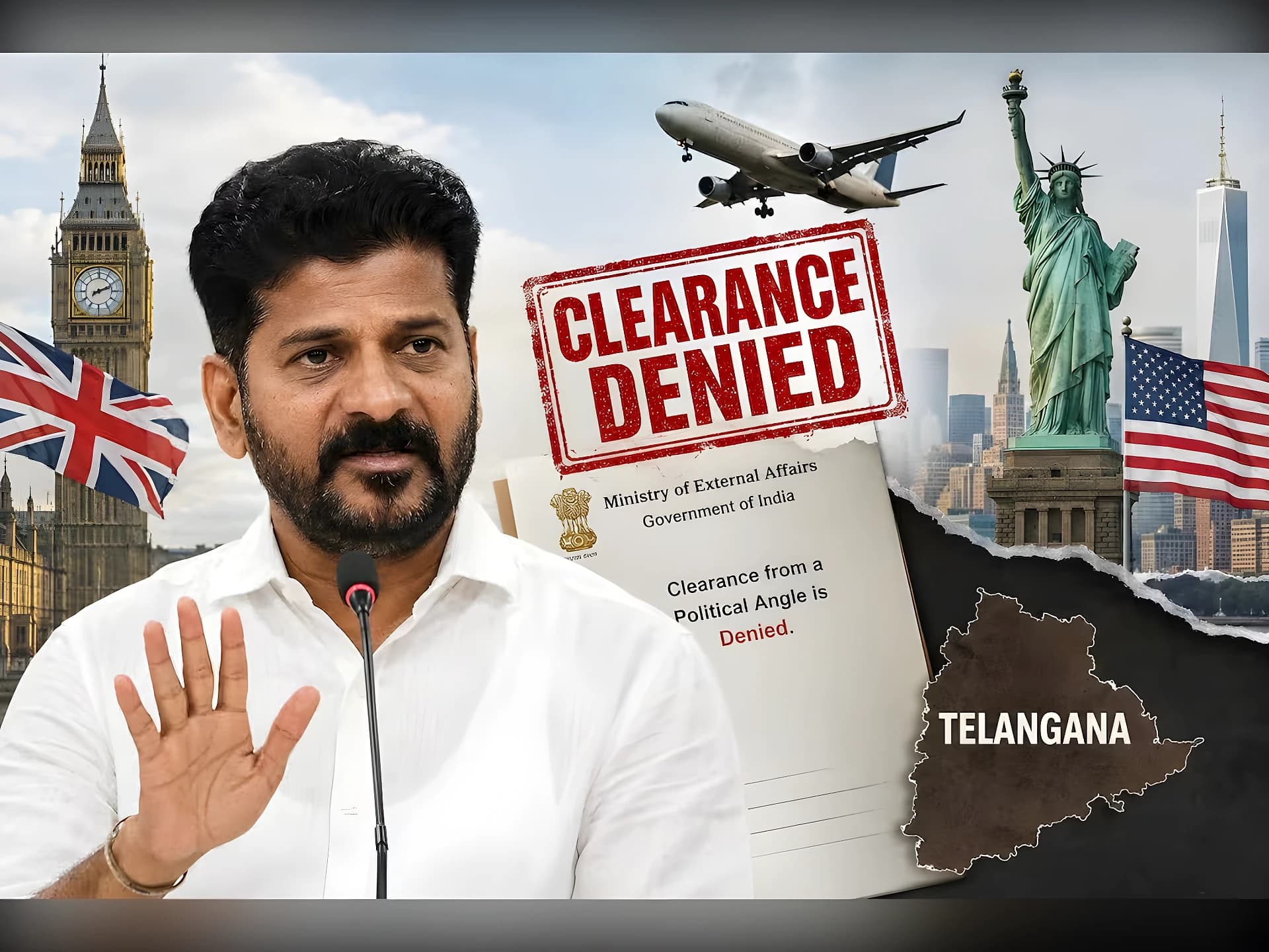 లండన్లో ఆగిన రేవంత్..కేంద్ర అనుమతి నిరాకరణ