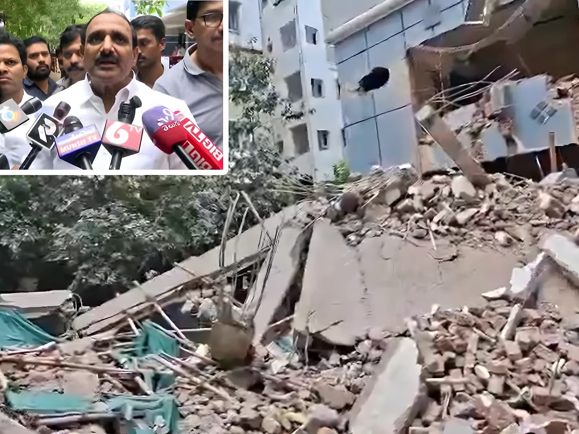 గచ్చిబౌలిలో కూలిన బిల్డింగ్.. స్పాట్కు చేరుకున్న MLA