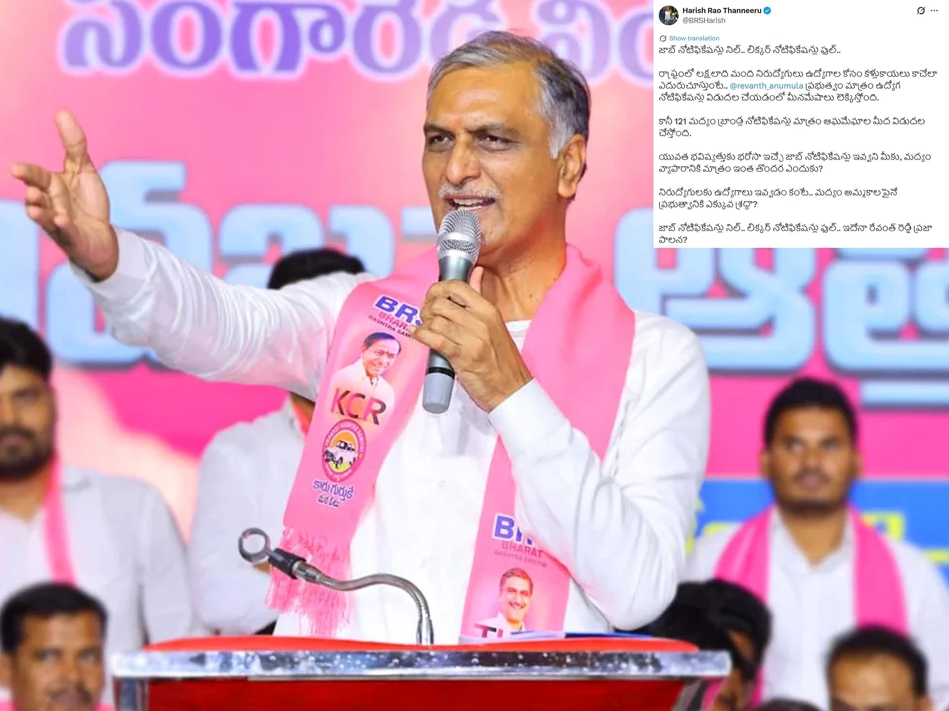 ‘జాబ్ నోటిఫికేషన్లు నిల్.. లిక్కర్ ఫుల్’: హరీశ్ రావు