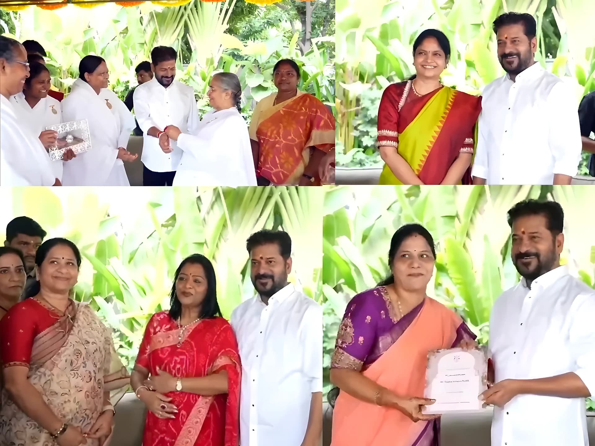 CM రేవంత్రెడ్డికి రాఖీ కట్టిన మహిళా నేతలు, బ్రహ్మకుమారీలు