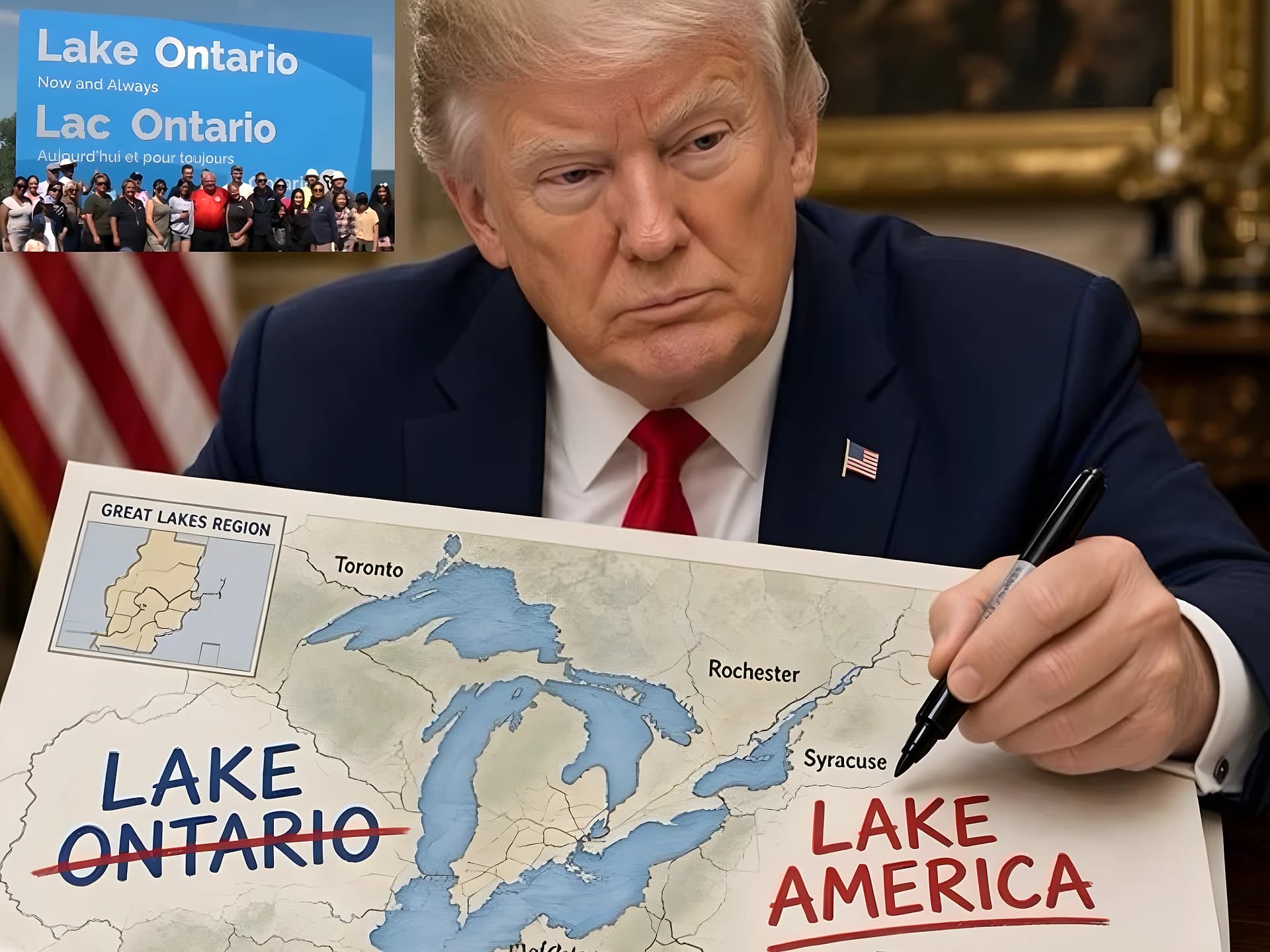 ‘Lake America’పై కెనడా కౌంటర్.. భారీ సైన్తో ట్రంప్కు షాక్!
