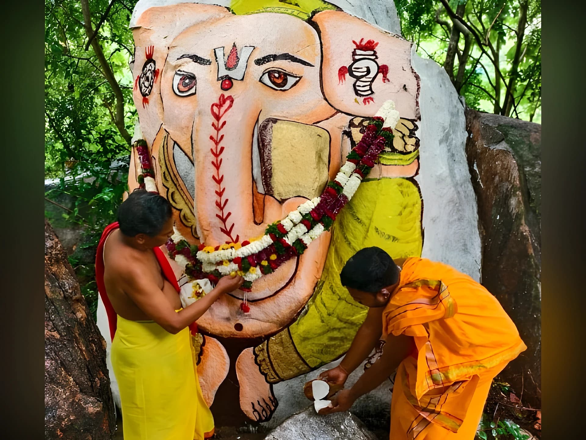బండరాయిలో వినాయకుడి రూపం.. భక్తుల సందడి