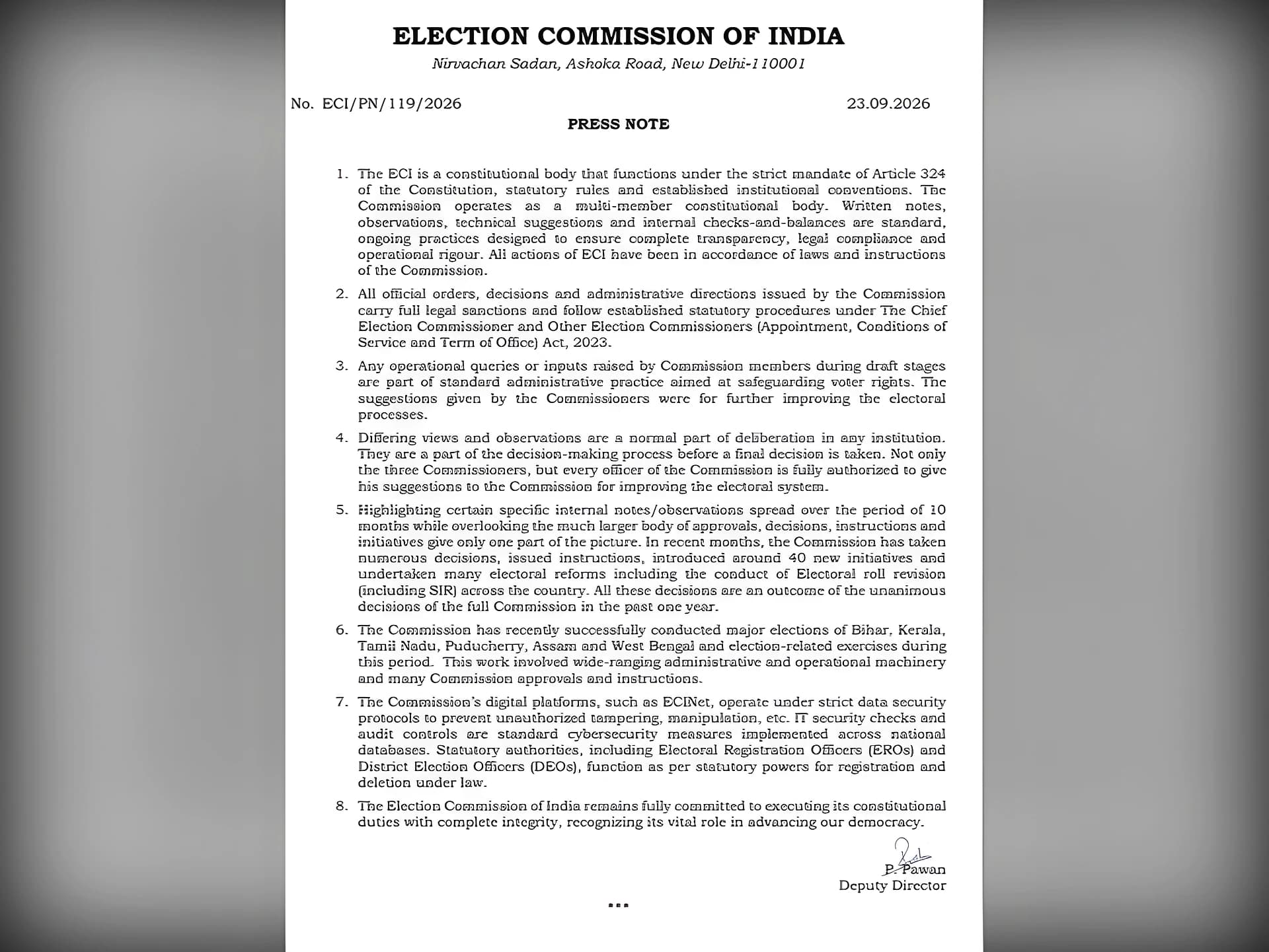 ఆరోపణలను ఖండించిన ECI