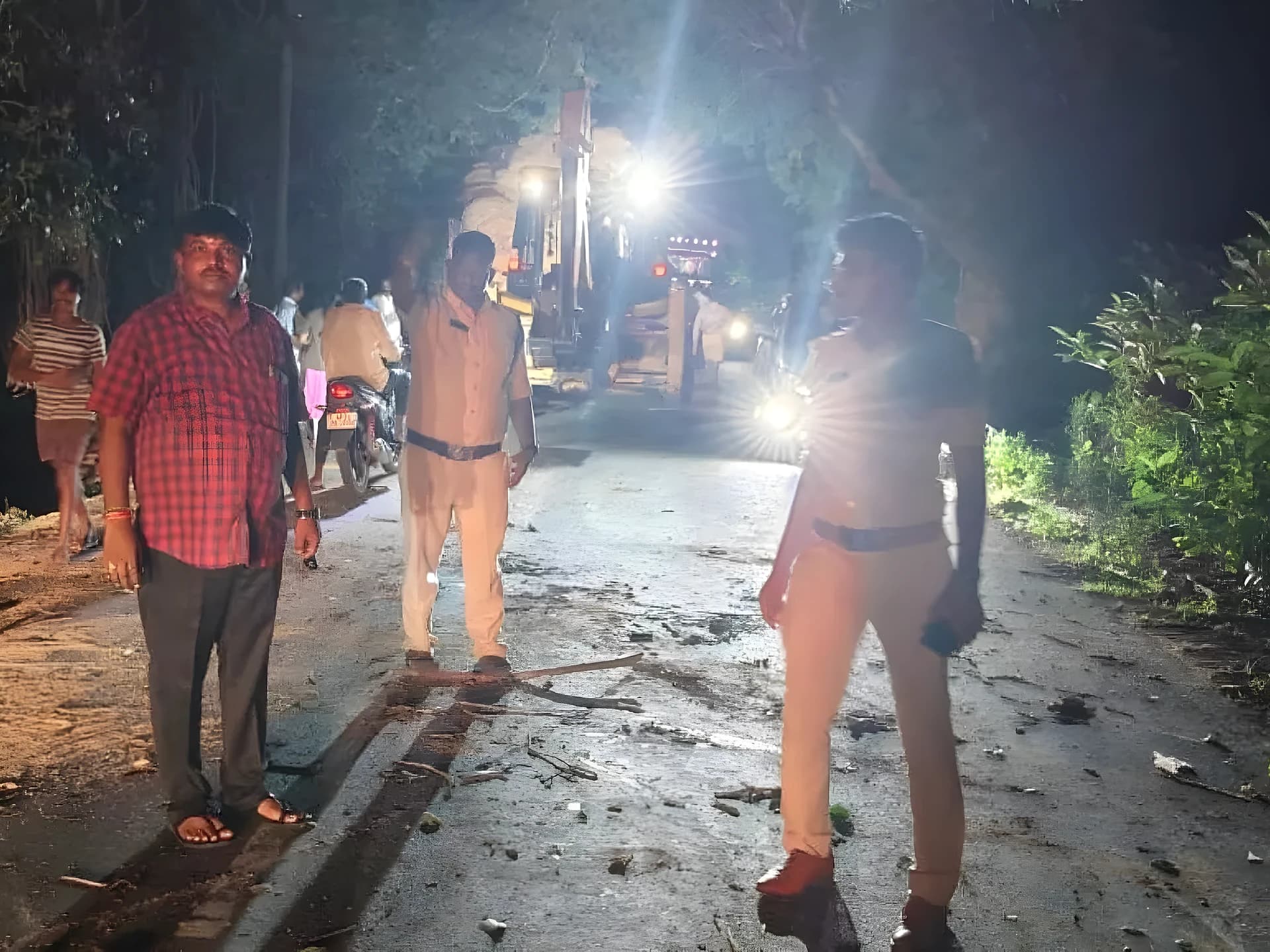 రోడ్డుపై కూలిన భారీ చెట్టు