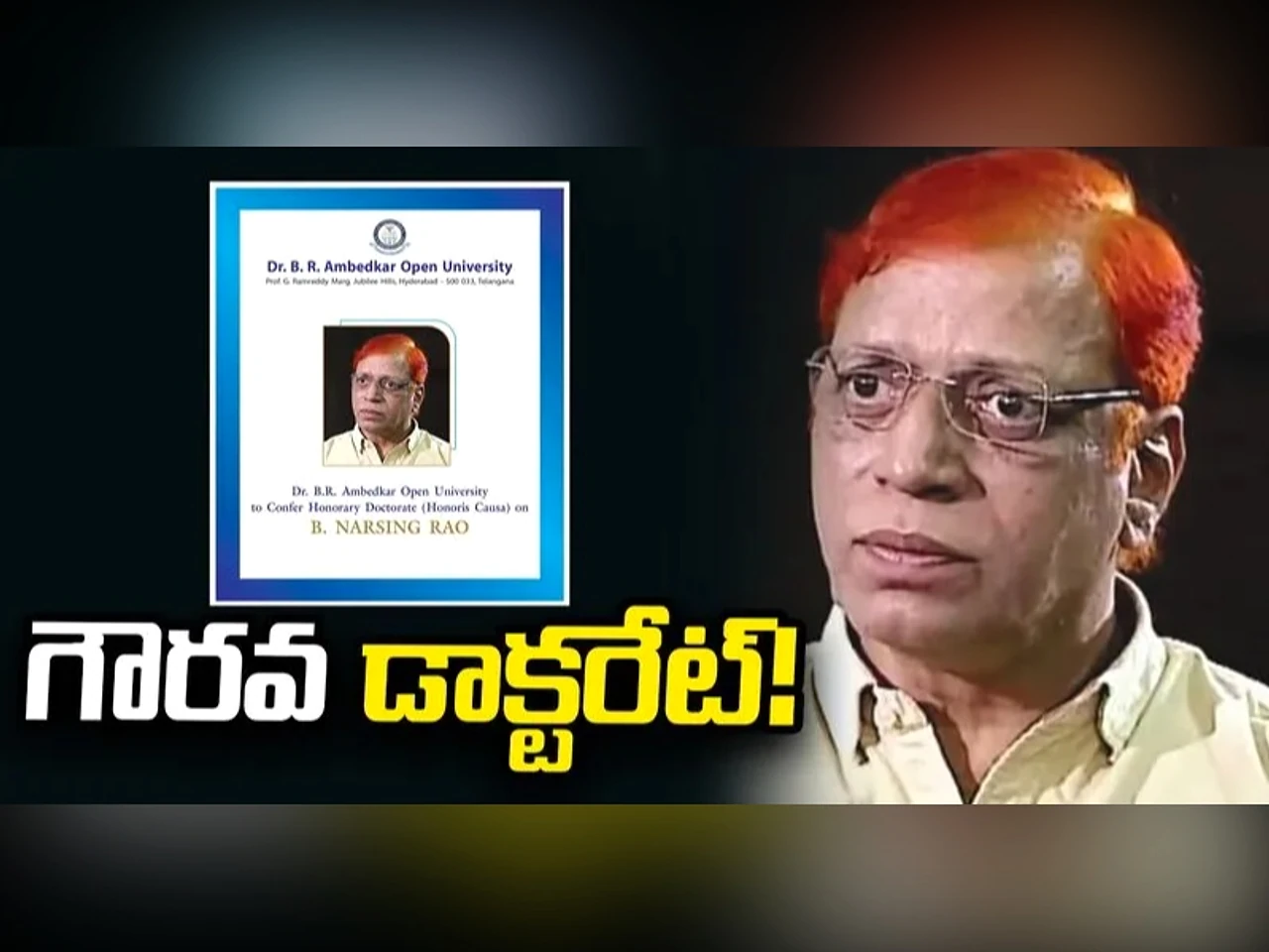 అక్టోబర్ 7న బి.నర్సింగరావుకు గౌరవ డాక్టరేట్