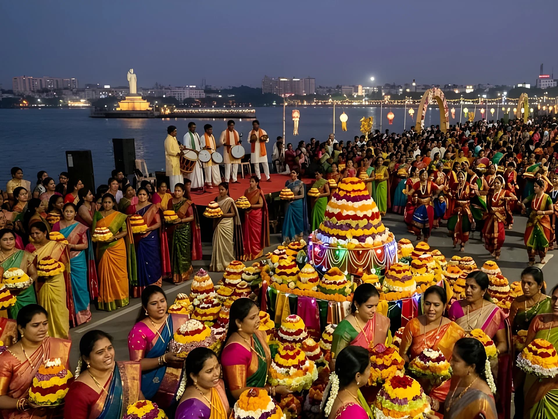 ట్యాంక్బండ్పై కొనసాగుతున్న బతుకమ్మ సందడి