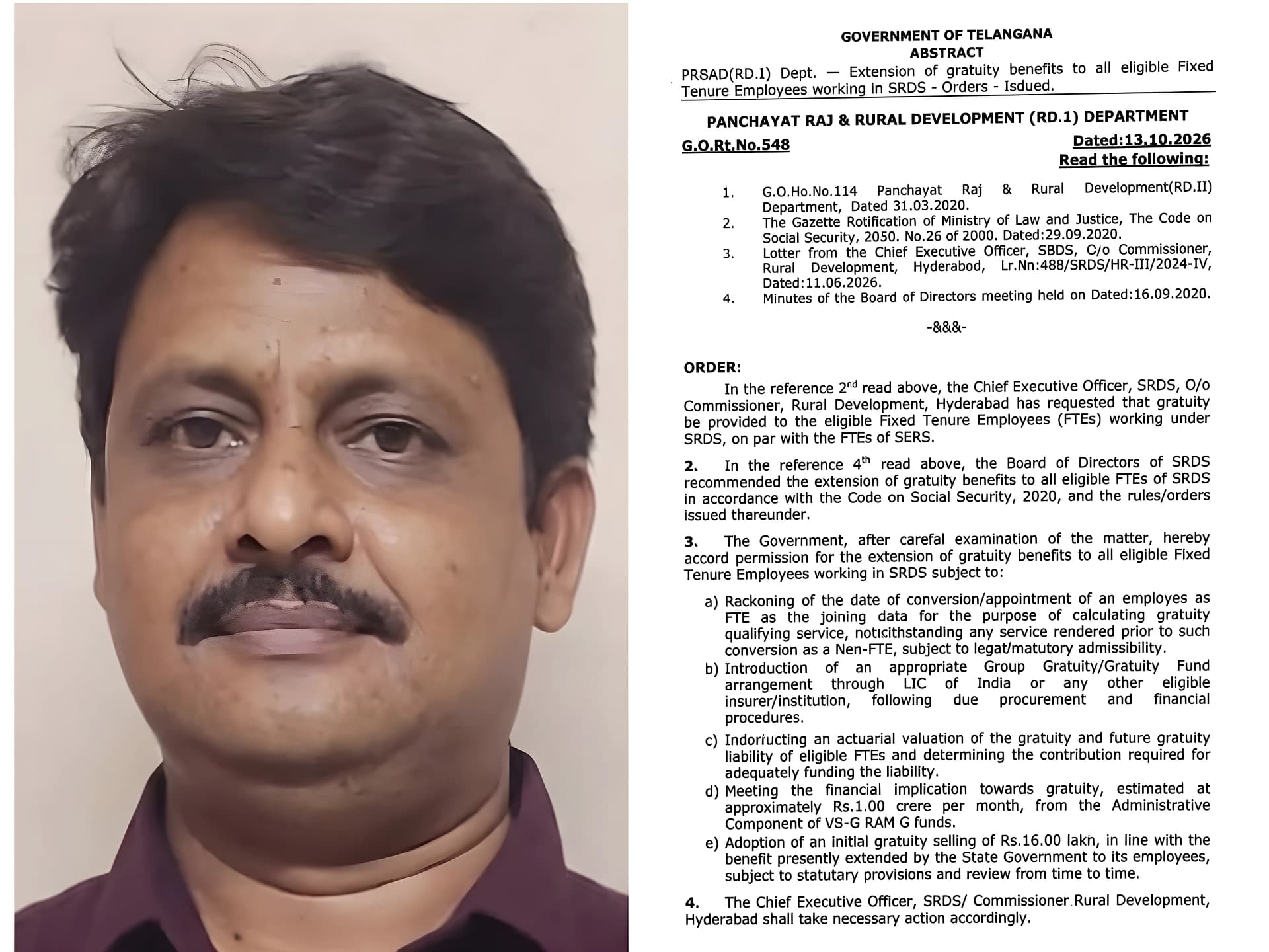 ఉపాధి హామీ ఉద్యోగులకు గ్రాట్యుటీ మంజూరు
